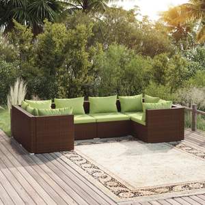 Ensemble de salon de jardin marron et vert avec coussins confortables - Product Image 1