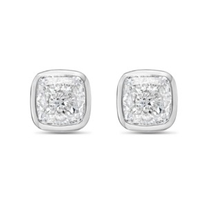1 CT Lab Grown Asscher Bezel <b>Studs</b> 18K Gold Engagement Earrings-Luxury Modern Geometric Design IGI Certified - Product Image 2