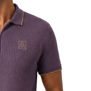 Camisa Polo de Punto Personalizada para Hombre, Cierre Dorado, Manga Corta, Tejido Texturizado de Lujo, Logotipo Personalizado, Camisa de Golf de Diseñador OEM - Product Image 6