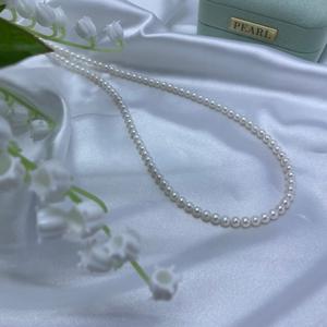 Collier de perles rondes en eau douce naturelle de 4-5 mm, chaîne fine, forte luminosité, pour porter sur la clavicule - Product Image 1