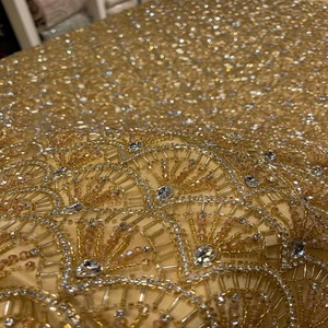 ผ้าลูกไม้หรูหราคุณภาพสูง ประดับด้วยลูกปัดและเลื่อมปัก สำหรับชุดราตรี เสื้อผ้าคูตูร์ และงานออกแบบแฟชั่น - Product Image 1