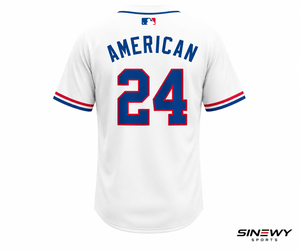 SINEWY SPORTS Camiseta de Béisbol Americana para Hombre, Blanca, Manga Corta, Cierre de Botones, Logotipo del Equipo Impreso Digitalmente, Talla Grande 24 - Product Image 3