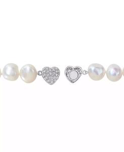 Collana con colletto 18 "con chiusura a forma di perla d'acqua dolce coltivata (11-12mm) e zirconi - Product Image 4