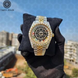 Montre de luxe Charm_Jewels en acier inoxydable, cadran rond de 40 mm, mouvement à quartz analogique, fermoir pliant unisexe, cristal saphir - Product Image 2