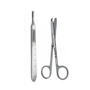 Manual Surgical <b>Sutures</b> Stitch Scissors 4.5 Inch Scalpel Handle #4 10 Blades Stainless Steel Medical Surgical <b>Kit</b> - Product Image 2
