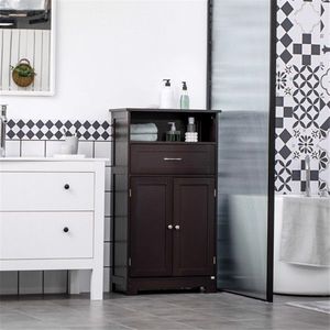 Mobile Bagno Moderno con 2 Ante e Ripiano Salvaspazio in Legno MDF per Casa, Scuola o Hotel in Nero Come Design - Product Image 1