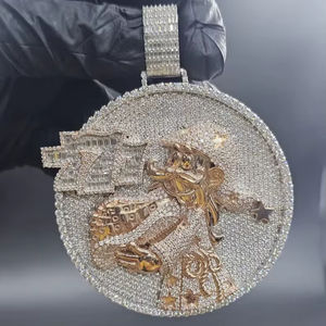 Joyería Unisex Elegante y Atemporal, Colgante Hip Hop de Moissanita, Plata de Ley 925, Chapado en Oro Amarillo y Rosa, Sin Níquel - Product Image 1