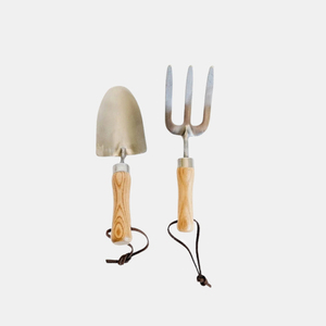 Ensemble d'outils de jardin avec manche en bois, truelle, fourche, houe, outils à main en acier pour la plantation et l'aération du sol - Product Image 2