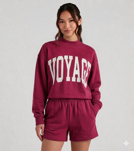 Ensemble de shorts à col montant minimaliste pour femmes, tenue d'hiver confortable, douce et chaude, vêtements de détente élégants, ensemble de mode quotidienne - Product Image 1