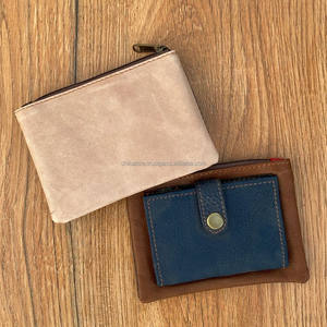 Mini monedero de cuero reciclado hecho a mano, tarjetero, billetera de bolsillo frontal delgada para tarjetero de mujer - Product Image 5