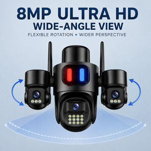 ระบบกล้องวงจรปิดไร้สาย 4K สำหรับภายนอกบ้าน พร้อมไฟถนนโซลาร์เซลล์อัจฉริยะแบบ Wifi และกล้องวงจรปิด 4G ความละเอียด 4MP แบบ IP - Product Image 1