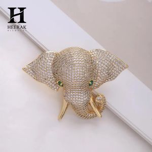 Luxury <b>Elephant</b> Head Brooch Pin Full Pave Diamond Jewelry - Custom Design by Heerak Diamonds Unisex Pendant - Product Image 3