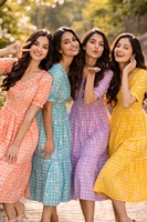 Robe longue en mousseline de coton à carreaux et imprimé floral, prix bas, tenue décontractée et habillée, entièrement cousue