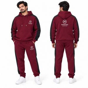 Conjunto Deportivo Ligero con Capucha para Hombre, Color Granate, Manga Larga, 100% Algodón, Estilo Casual, Marca MANGOES FASHION - Product Image 3