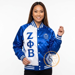 Chaqueta Universitaria Personalizada Zeta Phi Beta de GREEK TREASURES, de Alta Calidad, Transpirable, con Letras Bordadas en Satén - Product Image 3
