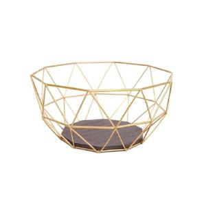 Panier à fruits contemporain en fer doré pour l'organisation et la présentation sur comptoir - Product Image 1