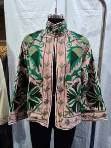 Suzani Pink <b>Velvet</b> Embroidered <b>Jacket</b> for <b>Women</b> Elegant Floral Embroidery Ethnic Winter Layering <b>Jacket</b> Fashion Wholesale Wear - Product Image 4