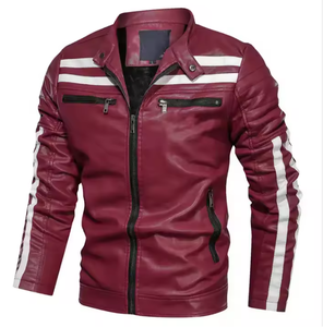 Chaqueta de Cuero de Invierno para Hombre, Corte Ajustado, Cierre Completo, Cuello Alto, Tacto Suave y Estilo Moderno - Product Image 1