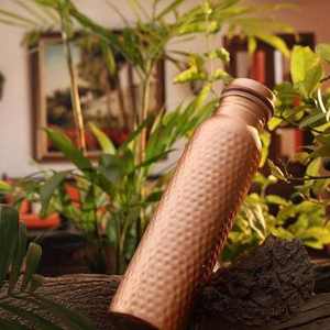Copper Water <b>Bottle</b> Traditional Chinese Peacock Design Portable Travel Drinkware with Lid Pure Copper <b>Bottles</b> - Product Image 4