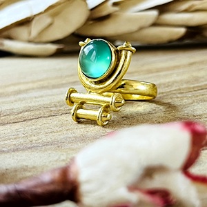 Market Favorite Green Onyx <b>Rings</b> Vintage Brass <b>Ring</b> For Women 18k <b>Gold</b> Plated Geometric <b>Cocktail</b> Jewelry For Wholesale/OEM/ODM - Product Image 2