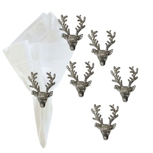 Anneau de serviette vintage en forme de tête de cerf, alliage de zinc, largeur 4,5 cm, durable, décoration de table de Noël - Product Image 3