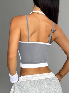 Women <b>Halter</b> Camisole Sport <b>Bra</b> | Lifting Compression Fitness Vest | Wireless High Stretch Gym Workout Undergarment Top OEM - Product Image 6