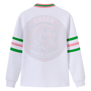 Cárdigan de punto blanco de la hermandad Alpha Sorority AKA con ribete verde y rosa, suéteres para mujer con cuello en V, manga larga, bordado griego con letras universitarias - Product Image 3
