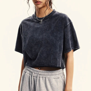 Crop top d'été décontracté et sexy pour femme, col rond, manches courtes, coupe ample et décontractée - Product Image 1