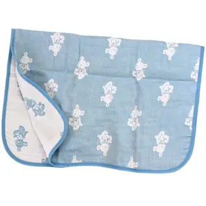 [Wholesale Products] Made in Japan 4-Layered Gauze Baby Blanket Mini Size 50cm*70cm 100% Cotton Breathable Low MOQ Soft Sky Blue
