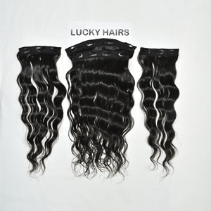 Extensions à clipser en cheveux humains vierges bruts non traités, qualité temple indien, cuticules alignées, styles ondulés effet eau, prix de gros - Product Image 6