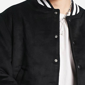 Chaqueta Varsity Negra para Hombre con Bordado de Letra P Blanca, Corte Regular, Cuello Camisero, Estilo Casual, Ropa de Otoño - Product Image 5
