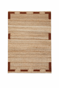 Alfombra Moderna de Cáñamo Natural Tejida a Mano con Borde Marrón |   Alfombra de Pasillo Estilo Rústico Ecológica, Lavable, de Tamaño Personalizado, con Patrón Geométrico - Product Image 4