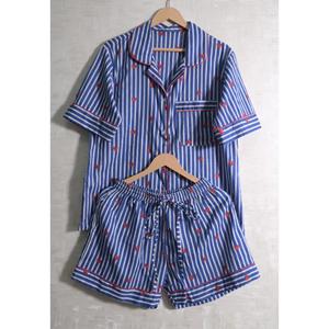 Ensemble de pyjama court en coton pour femmes, imprimé floral, vêtements de nuit d'été, vêtements de nuit doux pour la détente - Product Image 2