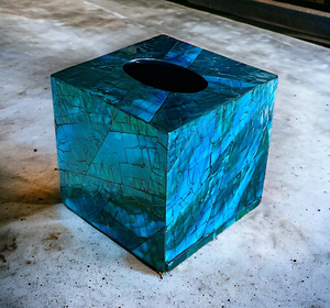 Ocean Blue Tissue <b>Box</b> Cover Shell Inlay Decorative MOP Tissue Holder European Style Eco-friendly Bathroom <b>Vanity</b> Living Room - Product Image 4