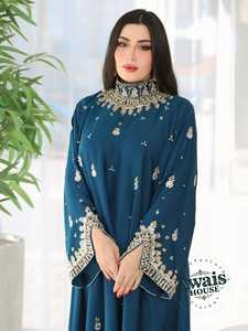 Wholesale AWAIS HOUSE Luxury 2-Piece <b>Set</b> Muslim Women Modest Simple Solid Chiffon <b>Beaded</b> Kaftan OEM Service Washable - Product Image 3