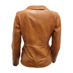 <b>Ladies</b> Casual Tan Fish Leather Blazer Winter Outdoor Fashion Quick Dry <b>Tweed</b> <b>Jackets</b> with Silk Lining - Product Image 2