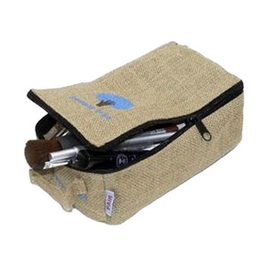 Vente en gros de pochette en toile de coton avec fermeture à glissière écologique, logo personnalisé imprimé, organisateur simple, trousse de maquillage à la mode pour crayon - Product Image 1