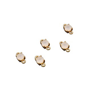 Conector de Plata de Ley con Calcedonia Rosa Facetada, Chapado en Oro de 5MM, Engaste de Puntas, Doble Anilla, Estilo Religioso, Hecho a Mano, DIY - Product Image 1