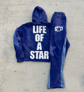 Fabricants de sweats à capuche pour hommes personnalisés avec broderie 3D, effet délavé, appliqué brodé et patch, ensemble sweat à capuche et pantalon de survêtement - Product Image 5
