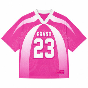 Maillot de football américain personnalisé rose en mesh, col en V, vêtements de sport, uniforme d'équipe de football sublimé, vêtements athlétiques OEM, hauts de sport USA - Product Image 6