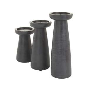 Ensemble de 3 porte-bougie en bois rustique moderne, support décoratif naturel pour bougies, pour centre de table, mariage, à prix avantageux - Product Image 5