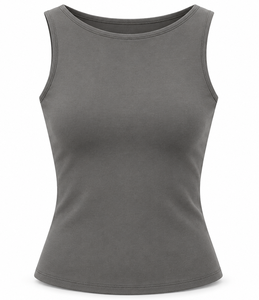 Débardeur à col bateau pour femme avec logo personnalisé, en mélange doux de spandex/coton, respirant et à séchage rapide, sans manches, pour l'été - Product Image 5