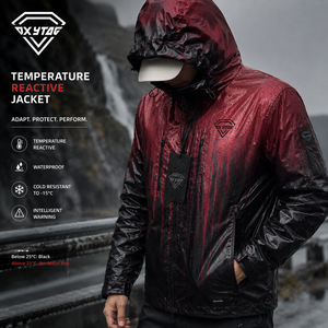 OXYTAG Men's Hooded Windbreaker <b>Jacket</b> <b>Red</b> Black Heat Reactive <b>Waterproof</b> Sporty Zipper Closure windbreaker <b>Jacket</b> Winter Wear - Product Image 4