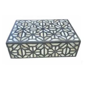 Caja de incrustaciones de hueso con patrón Cheq de alta calidad, regalo novedoso para mujer, almacenamiento de joyería decorativa, organizador multiusos, el mejor regalo para - Product Image 5