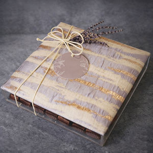 Handmade Linen <b>Gift</b> <b>Box</b> With Embroidered Floral Design And Gold Ribbon Bow For <b>Ramadan</b> Easter Candy Packaging - Product Image 2
