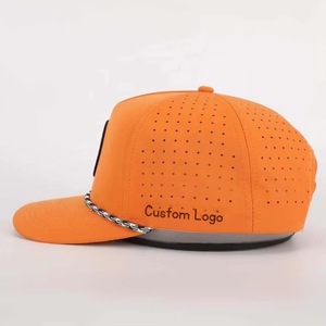 5 Panel Custom Embroidery Logo Baseball Caps Perforated <b>Waterproof</b> Golf <b>Hat</b> With Rope For Man And Woman From Vietnam Manufacture - Product Image 2
