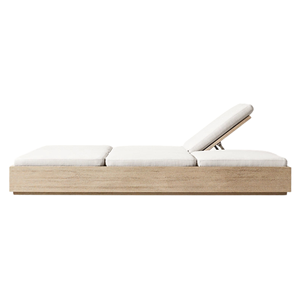 Chaise longue double haut de gamme en teck massif durable avec dossier réglable pour extérieur, bord de piscine, hôtel, villa, mobilier personnalisé - Product Image 3