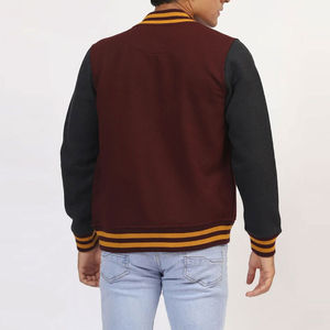 Men's <b>Top</b> Selling Casual Solid Formal Baseball Coated Varsity Jacket Zipper Stand Collar Custom Embroidery Front 100% Cotton - Product Image 3
