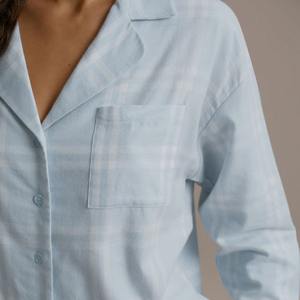 Pijamas de Lino y Algodón para Mujer, Camisa con Botones y Pantalones a Rayas, Conjunto de Pijamas de Dos Piezas, Ropa de Dormir para Mujer - Product Image 6