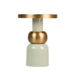 Mesa Auxiliar Redonda de Metal Estilo Nórdico Moderno, Bandeja de Esmalte Verde Azulado, Patas de Trípode Doradas, Mesa de Centro Minimalista para el Hogar - Product Image 5